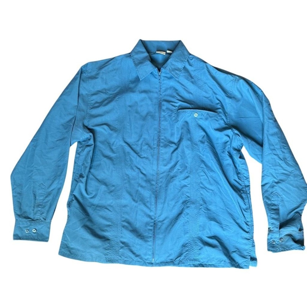 Haband Men's Blue Long Sleeve‎ Full Zip Shacket Size L Casual Vtg lightweight